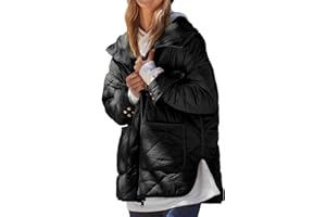Dyexces Womens Quilted Puffer Jacket Hooded Long Sleeve Zip Up Winter Coat Lightweight Warm Jackets with Pockets