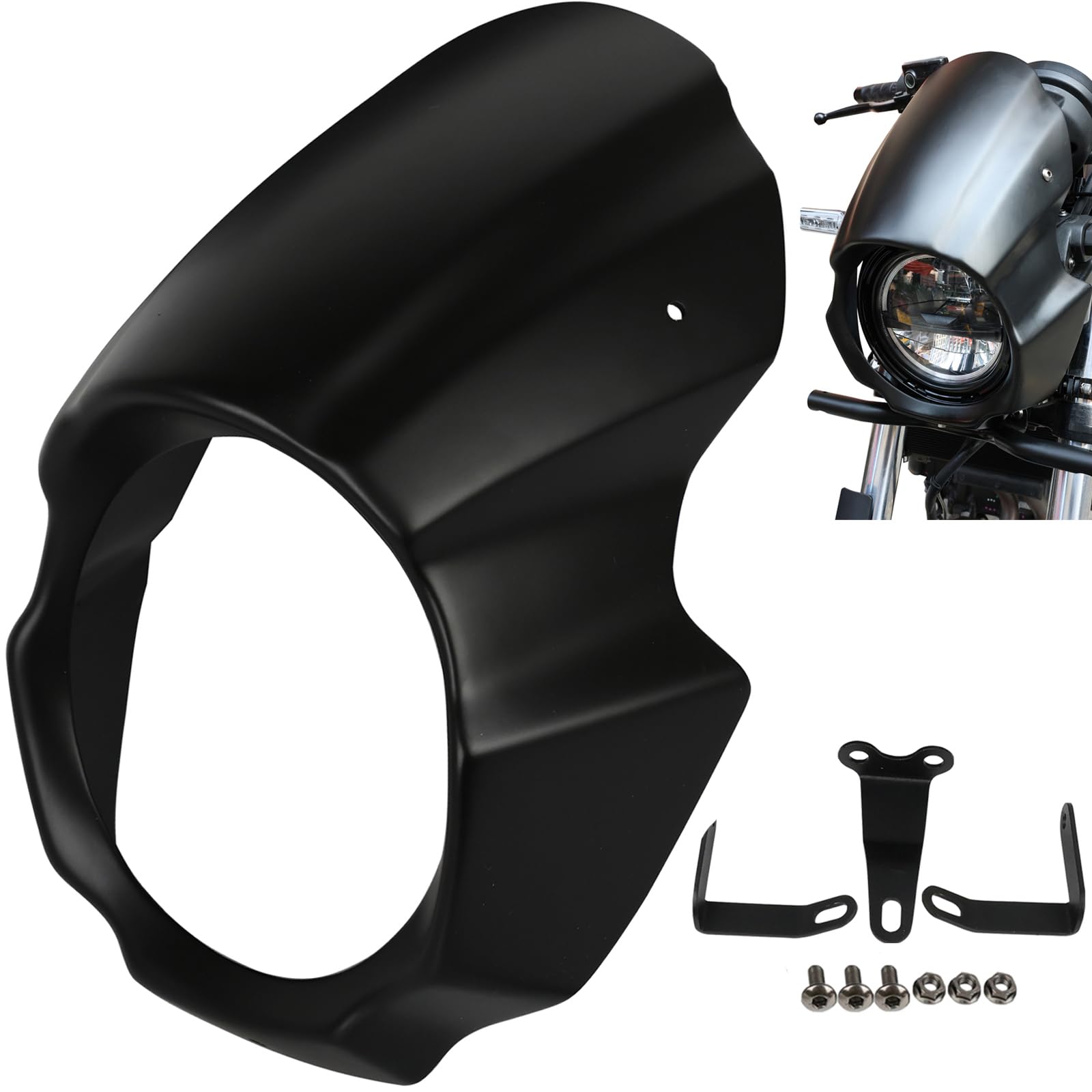 Photo 1 of ***MISSING HARDWARE & INSTRUCTIONS***
Motorcycle Front Windshield Fairing Cover Fits for Kawasaki Eliminator 500 SE ABS 2024 2025 Motorbike Headlight Windscreen Fairing Mask Cover Accessories Black