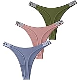 FEOYA Sexy Thongs for Women Rhinestone Low Rise Underwear High Cut G String Panty 3 Pack