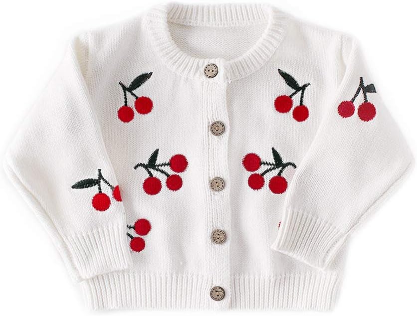 Simplee kids Baby Girl Thin Sweater Solid White Pink Cardigans for Toddler 0-3Years