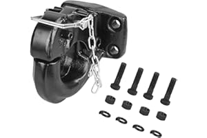 ANGCOSY 15-Ton Pintle Hook Trailer Hitches Receiver Hook for 2-1/2 Inch Lunette Ring with Mounting Kit, 30000 lbs