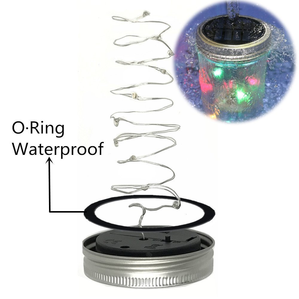 Solar Mason Jar Lights Lids Rubikliss 3 Pack 10 LED Solar Fairy Lights Lids for Wedding Christmas Holiday Party Decorative Lighting Regular Mouth Jars (Multi-Color)