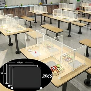 Desk Partitions Desktop Sneeze Guard, Plastic Classroom Desk Dividers,Transparent Protection partition, Prevent Droplets and Sneeze,Suitable for Classrooms, Restaurants etc. (3PCS, 30X45cm)