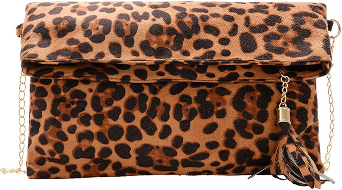 Tecing Leopard Clutch Purse for Women Wristlet Suede Evening Bag