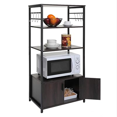 USIKEY 4-Tier Kitchen Baker's Rack with Microwave Stand & Cabinet