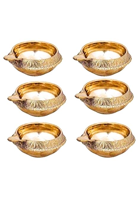 BrassLine Brass Diya (2.5 x 1.1 inch, Gold)