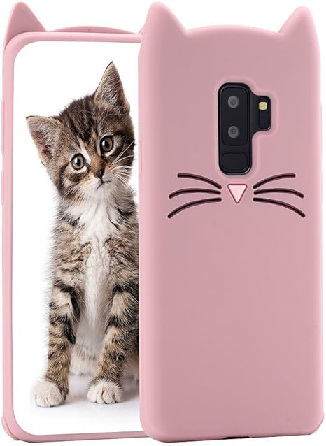 Mulafnxal Rose Chat Coque Pour Samsung Galaxy S9 Plushousses De Téléphonetpu Silicone Etuimignon 3d Cartoon Dessin Animé Animaux Pink Fille