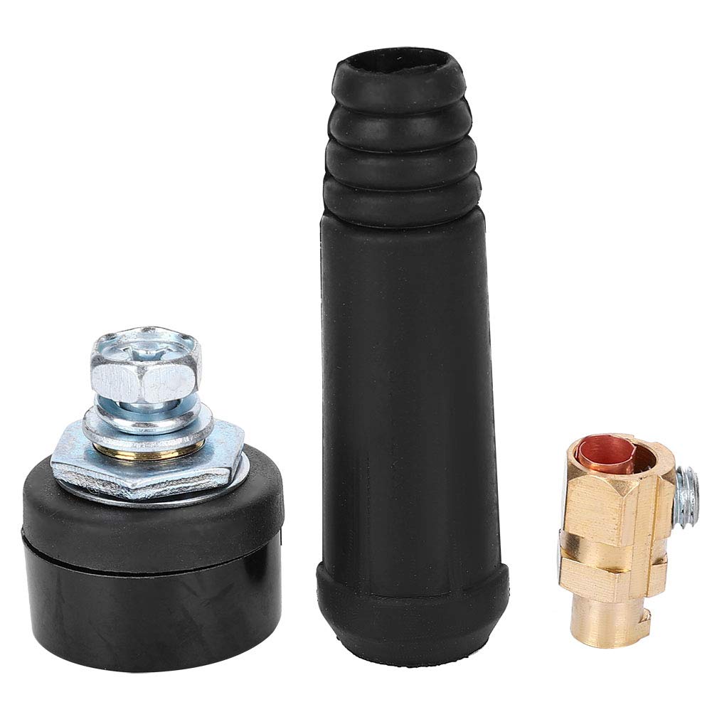 5pcs 10-25 Square Quick Connectors, Welding Cable Joint Quick Connector Pair Welding Machine Black Cable Joint European Connecting Long + Round Type