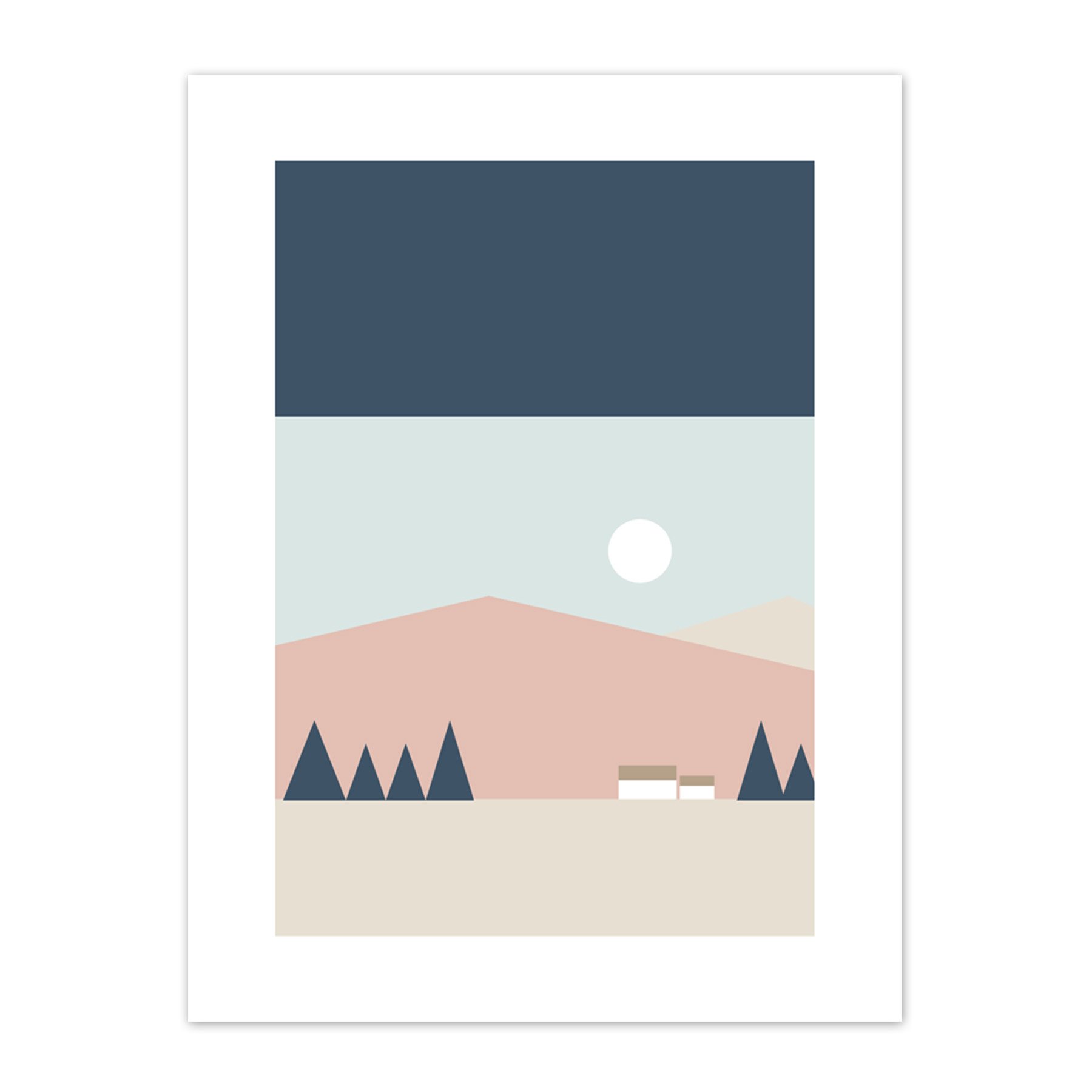 Wee Blue Coo Pastel Geometric Scotland Scottish Highland Sun Hills House Canvas Art Print