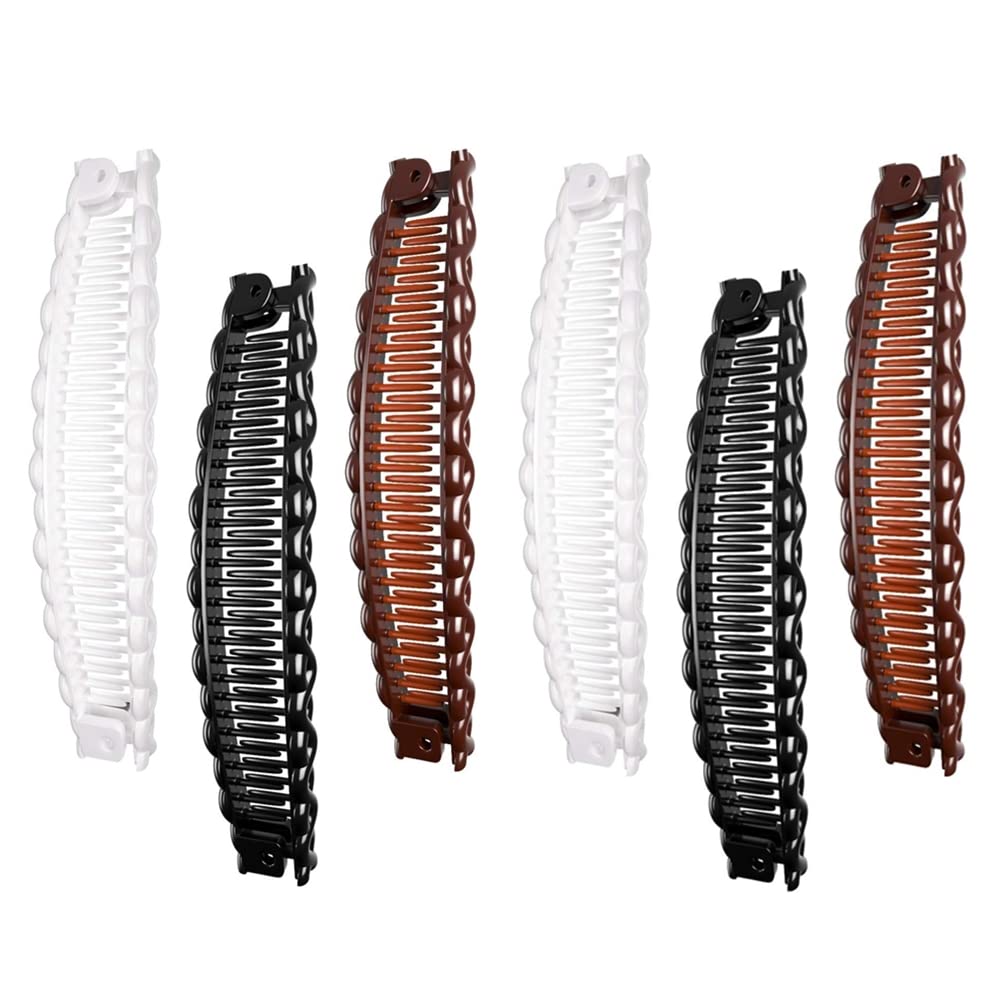6Pcs Hair Combs Clips Long Hair Banana Clips Ponytail Banana Hair Grips Fish Grip Hair Accessories for Women and Girls