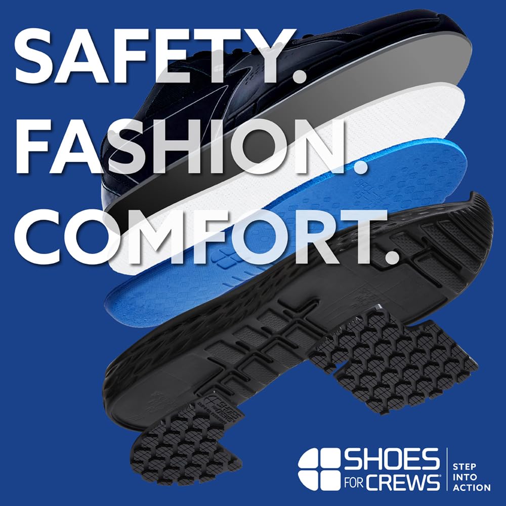 Shoes For Crews Unisex rutschhemmende Arbeitssneaker – Bequem, weiches Leder, Spritzschutz, OB E SRC, ideal für Gastronomie und Küchen für Kellner und Koch, Sicherheitsdienst, Einzelhandel – Condor II