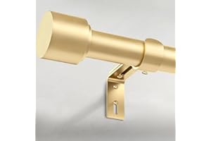 GEEBOBO Gold Curtain Rods for Windows 66 to 120 Inch, 1 Inch Adjustable Heavy Duty Easy Install Curtain Rods Set for Outdoor, Patio, Farmhouse, Bedroom, Living Room (Gold, 30"-120")