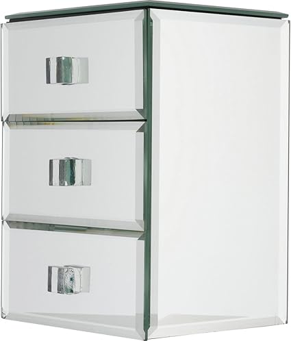 Small Mirrored Glass Three Drawer Jewellery Box Amazon Co Uk Jewellery