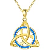 UXQ Solid 14K Gold Celtic Knot Necklaces for Women Real Gold Celtic Necklace Irish Jewelry Turquoise Birthday Anniversary Christmas Gift for Her Mom Wife 16+2 Inch