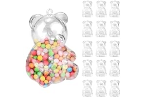 DOERDO 15Pcs Clear Bear Shaped Candy Boxes Plastic Chocolate Candy Cups Mini Candy Holders for Valentine Day Birthday Party S