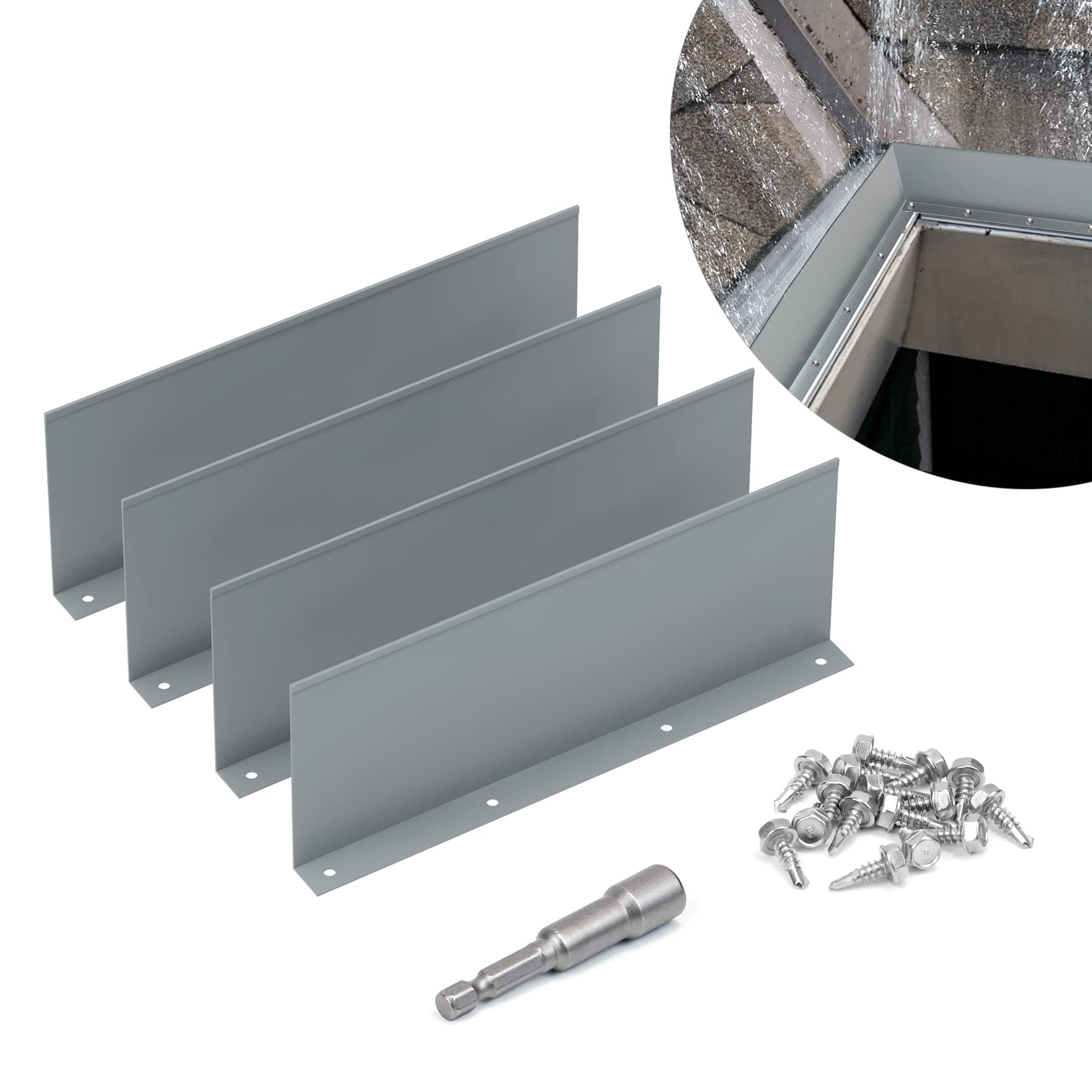 Flamorrow 4 Pack Aluminum Gutter Valley Splash