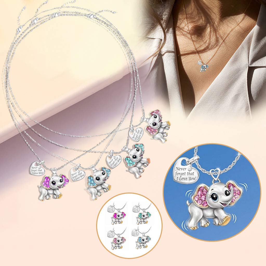 Loveso Fashion Simple Necklace Cute Baby Elephant Necklace Jewelry Gifts for Women Girls (Purple)