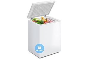 Erivess 3.0 Cu.Ft Chest Freezer - Compact Deep Freezer with Removable Basket, Energy Efficient & Quiet Top Door Design, Mini Freezer Adjustable 7 Thermostat for Home, Apartment, Garage, Dorm (White)