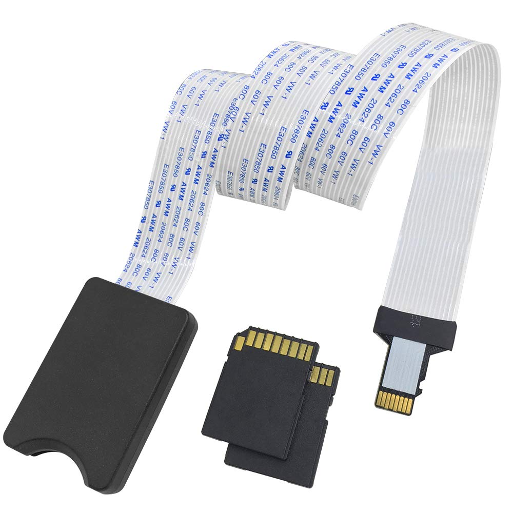 AFUNTA 18.9in/48cm Micro SD to SD Card Extension Cable Extender Adapter Flexible Cord & 2PCS Micro SD/TF to SD Card Adaptors 3 in 1 Flash Memory Card, Compatible GPS/Raspberry Pi/DVD/DVR/LED Screen