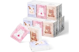 ZHJIANUP 27 Packs Pocket Tissues, Small Travel Size Bulk Facial Paper Towel, Travel Essential, Purse Tissue, Individual Packet, Soft 3 Ply Portable Napkins with Cute Prints for Wedding Party (Dog&Bear&Rabbit)