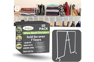 Evelots Wire Shelf Dividers -10 Pack- Closet Storage & Organization for Office/Pantry/Garage - Tall Shelf Separator - Easy Clip-No Tool - Solid Coated Steel