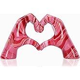 DOVDOV Pink Hand Heart Decoration, Heart Hand Statue, Love Finger Sculpture Wedding Decoration for Bookshelf Coffee Table Office Bedroom TV Cabinet Bookcase Small Ornaments Home Decor.