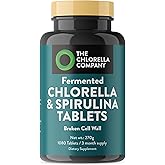 The Chlorella Company Fermented Chlorella & Spirulina Tablets, 1080 Tablets (3 Month Supply) Broken Cell Wall for Nutrient Absorption, Vegan Superfood for Detox & Energy, Algae Supplement, Non-GMO