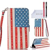 iPhone 6 Case, iPhone 6 Wallet Case Leather, ACO-UINT Premium PU Flag Pattern Leather Wallet Flip Case with Card Slots, Cash Compartment and Detachable Wrist Strap for iPhone 6 4.7
