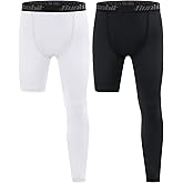 Runhit Boy's Basketball One Leg Compression Tights Full Length Single Leg Compression Pants Sports Base Layer Underwear