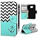MOLLYCOOCLE Galaxy S7 Edge Case, Big Deals Stand Wallet Case Credit Card Holders Design Flip Folio TPU Soft Inner Bumper PU Leather Ultra-Slim Protective Cover for Samsung Galaxy S7 Edge, Wavy Anchor