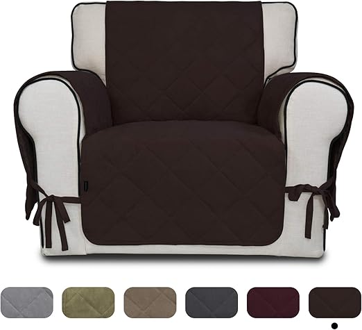 Easy Going Micro Suede Sofa Slipcover Recliner Cover Couch Cover With Three Pockets Quilted Pets Covers Plastic Drop Printing Pets Kids Children Dog Cat Recliner Dark Gray