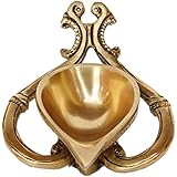 Metaldecor Wick Brass Handmade Peacock Table Diya (Yellow)