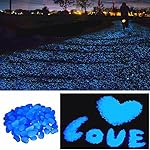 200 Pcs Glow in the Dark Garden Pebbles Stone for Walkways Yard Aquarium Gravel Fish Tank and Garden Driveway,Powered By Light And Solar(Blue)