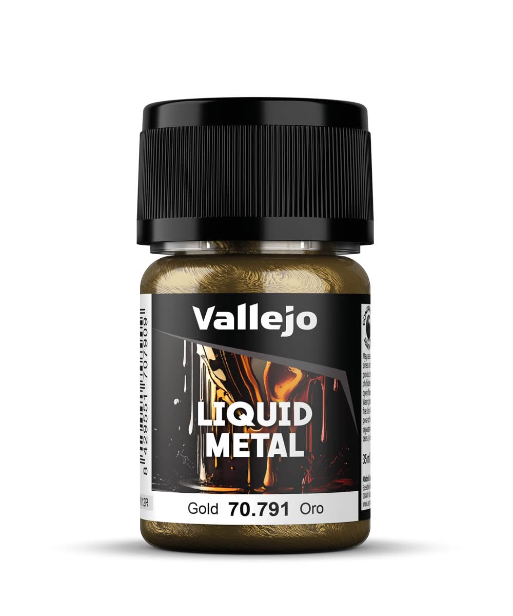 Vallejo Liquid Metal Acrylic Paint, Metallic Finish for Airbrush and Brush, 35 ml, Ideal for Model Making and Detailing
