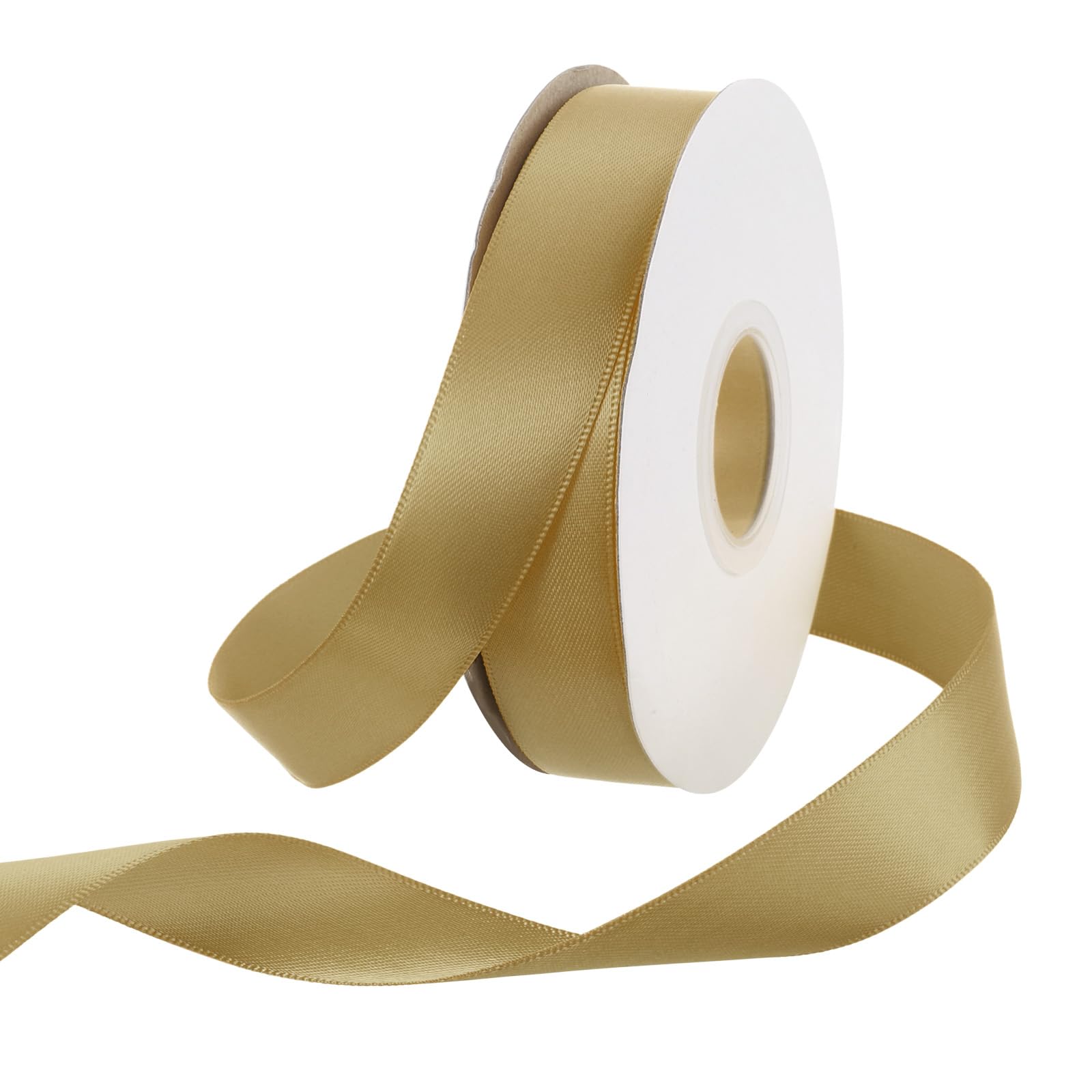 Rebower 20mm Satin Ribbon 46m Thick Double Face Grosgrain Silk Ribbon, [for Gift Wrapping, Hair Bows, Wedding, Cake, Flower] - 50 Yard/150ft/ Gold