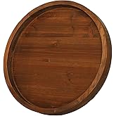 Juleduo 14 Inch Round Wood Lazy Susan Turntable Tray, Classic Style, Durable and Organizer for Cabinet Pantry Coffee Table Tray Brown