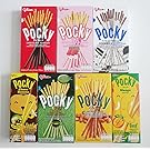 Glico Pocky Biscuit Stick 7 Flavor Variety Pack (Pack of 7) Pocky Chocolate, Strawberry, Matcha Green Tea, Cookies & Cream , Almond , Mango and Choco Banana