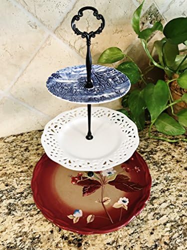 Three Tier Stand, Cake Stand, Dessert Stand, Cup Cake Stand, Jewelry Stand, Vanity Tray, Appetizer, Tidbit, Center Piece, Red Blue