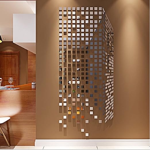 Alicemall Wohnzimmer Tv Wandaufkleber Wand Dekorative Mosaik Acryl 3d Spiegel Effekt Wandaufkleber Silber Spiegel Amazon De Kuche Haushalt