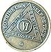 Bright Star Press 6 Year Antique Bronze AA Medallion VI Years Chip