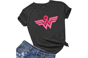 LOTUCY Breast Cancer Shirts for Women:Breast Cancer Awareness Shirts Cancer Care Gifts Short Sleeve Tee Top