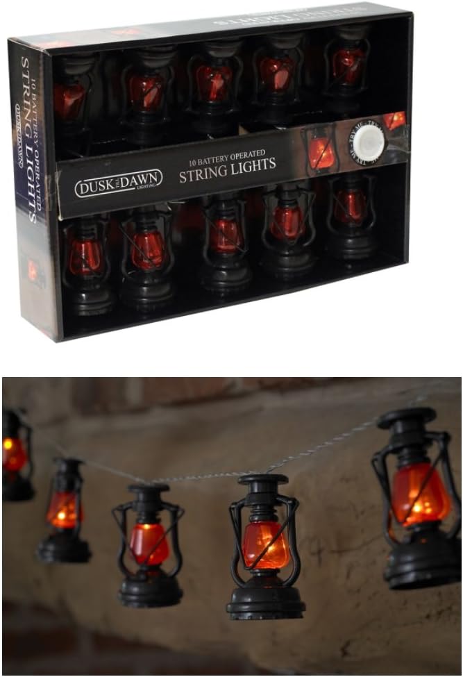 Dusk Till Dawn STRING12 10 Miners Lantern Battery Powered String Light, Transparent, 32 x 21.2 x 6.6 cm