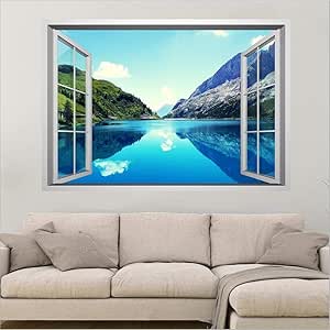 60X90Cm 3D Ventana Falsa Vista Del Paisaje Etiqueta De La Pared Sala De
