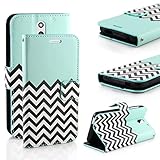 HTC Desire 610, 612 Case, RANZ Stylish Design Deluxe PU Leather Folio Flip Book Wallet Pouch Case Cover (Teal Waves) For HTC Desire 610 (AT&T), HTC Desire 612 (Verizon)