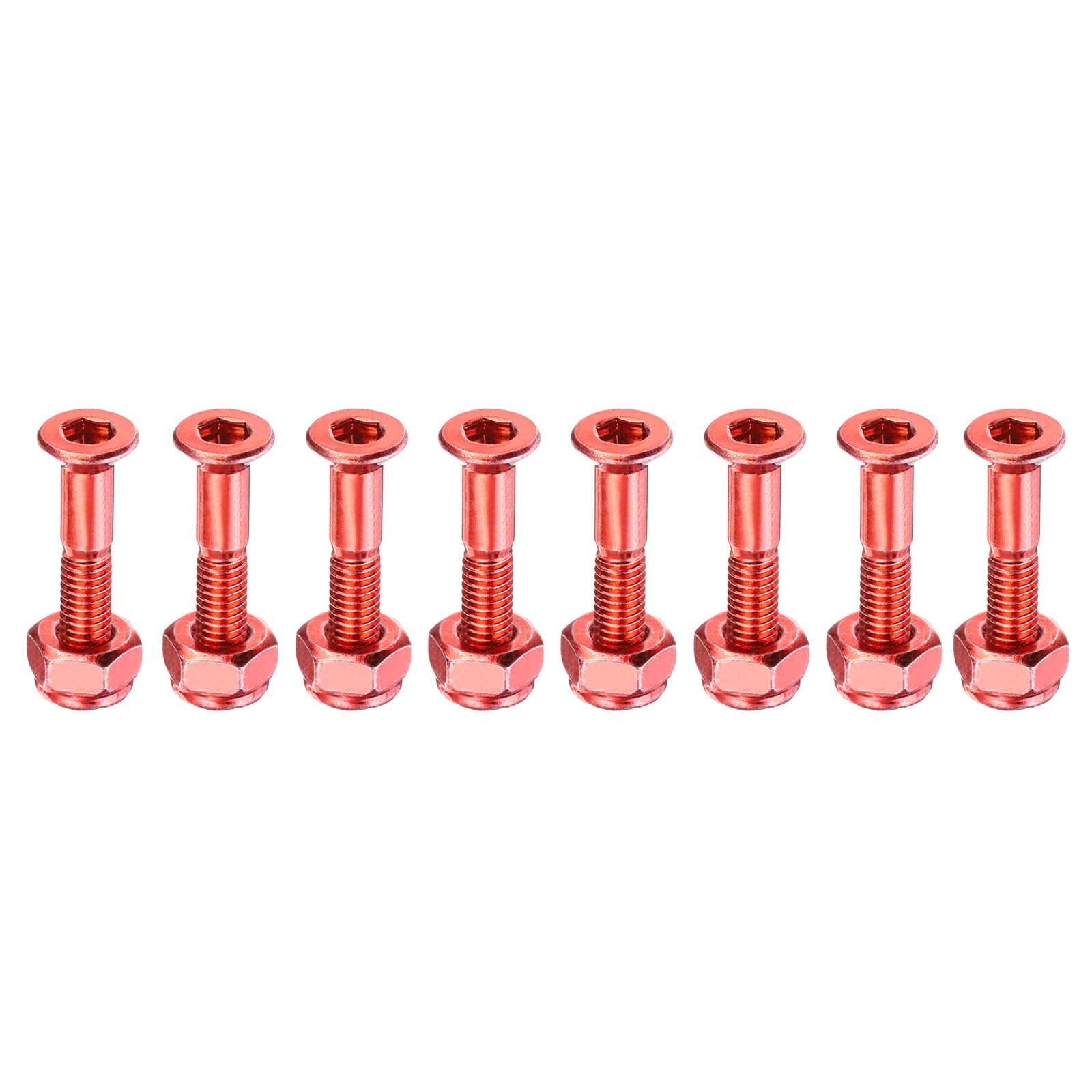 PATIKIL 1" Skateboard Hardware Bolt, 8 Set Carbon Steel Truck Mounting Screws Bolts Nuts Set for Skateboard Cruiser, Orange