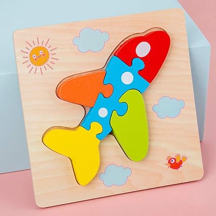 Leoie 3D Wooden Jigsaw Puzzles Animal Puzzles for Toddlers Kids Educational Toys for Boys and Girls Aircraft