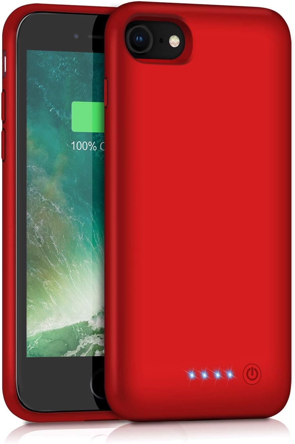 QTshine Battery Case for iPhone 6/6s/7/8, Upgraded [6000mAh] Protective Portable Charging Case Rechargeable Extended Battery Pack for Apple iPhone 6/6s/7/8 (4.7') - Red
