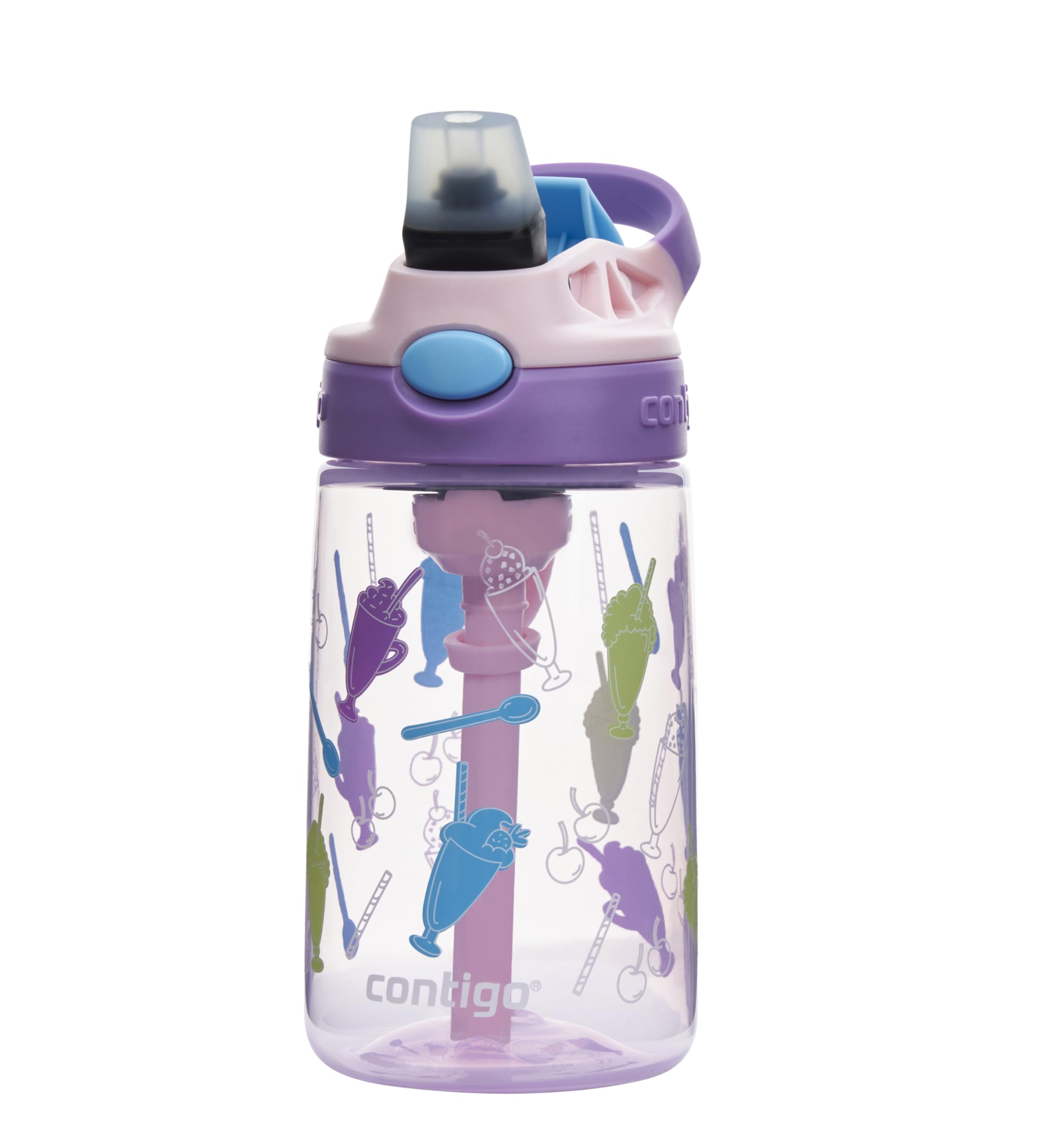 Contigo children's drinking bottle Easy Clean Autospout with straw, BPA-free robust water bottle, 100% leak-proof, easy to clean, ideal for daycare, school and sports, 420 ml, Purple, Green, Blue