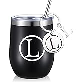 Dandat Personalized Wine Tumbler Cup with Keychain 12oz Black Stainless Steel Travel Mug with Lid Straw for Employee Teacher Coworker Nurse Volunteer Appreciation Gifts(L Style)
