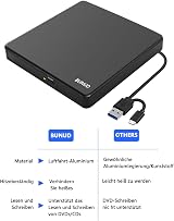 BUNUD USB 3.0 Type-C External CD DVD Drive SD TF USB Ports Burner Writer view 4